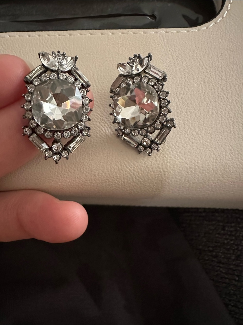 Classic Crystal Drop Earrings - Silver Tone